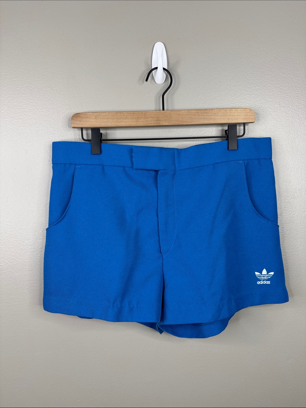 Vintage 70's Adidas Trefoil Logo Blue Short Shorts Men's Size 36